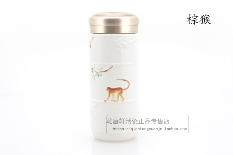 Dry Tang Xuan live monkey cup coloured drawing or pattern to take cup with cover ceramic water cup on the friend a gift