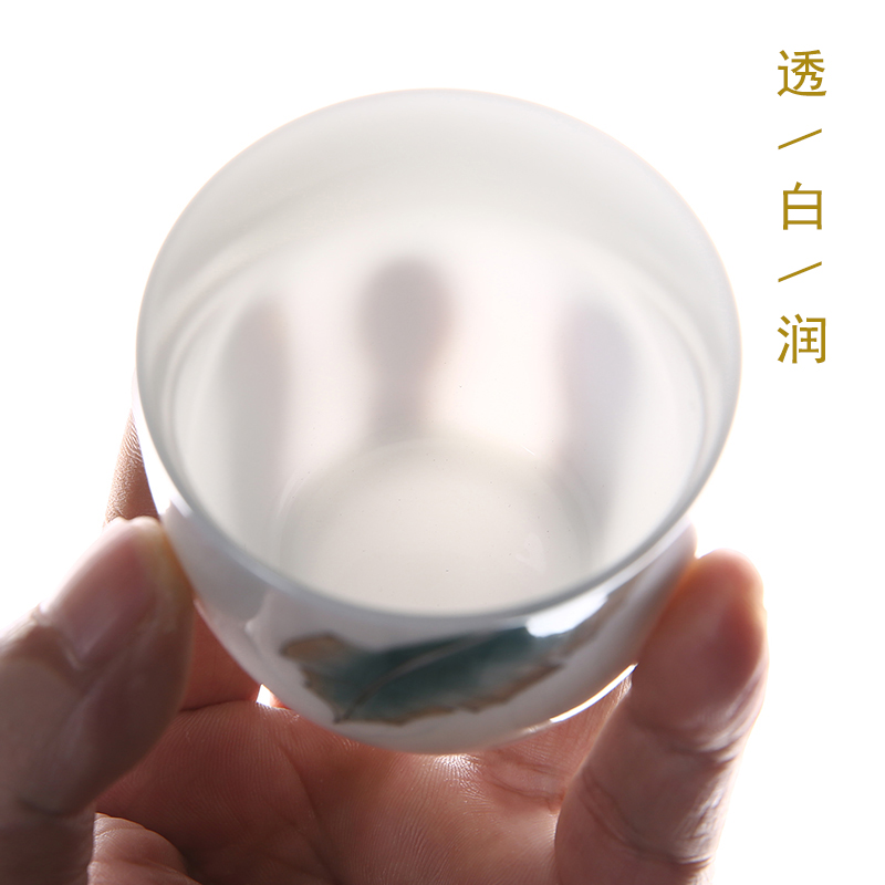 Sweet white glaze hand - made ceramic masters cup dehua white porcelain kung fu tea tea cup size, individual sample tea cup