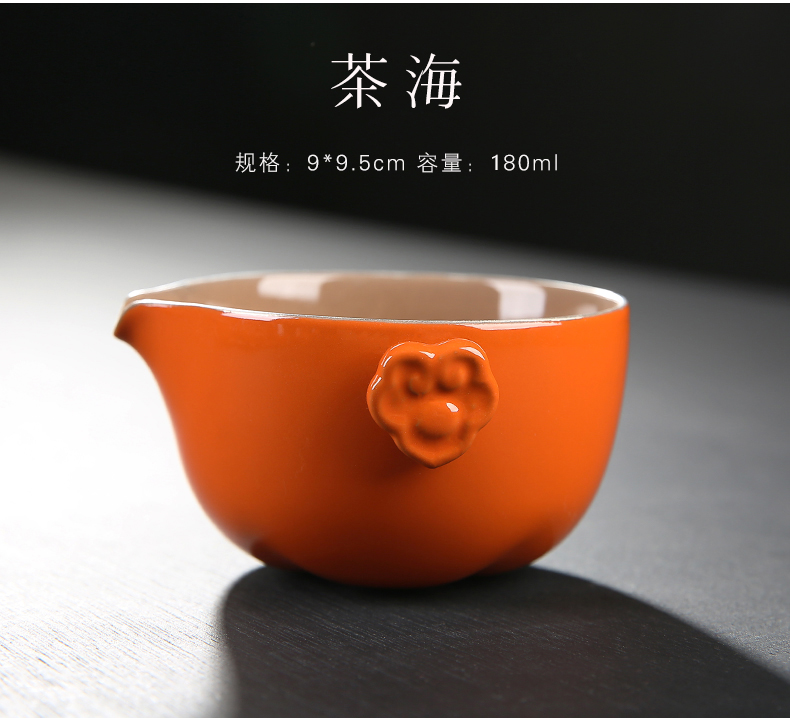 Kung fu tea set household contracted creative gift set tea sets all the best ceramic persimmon teapot teacup