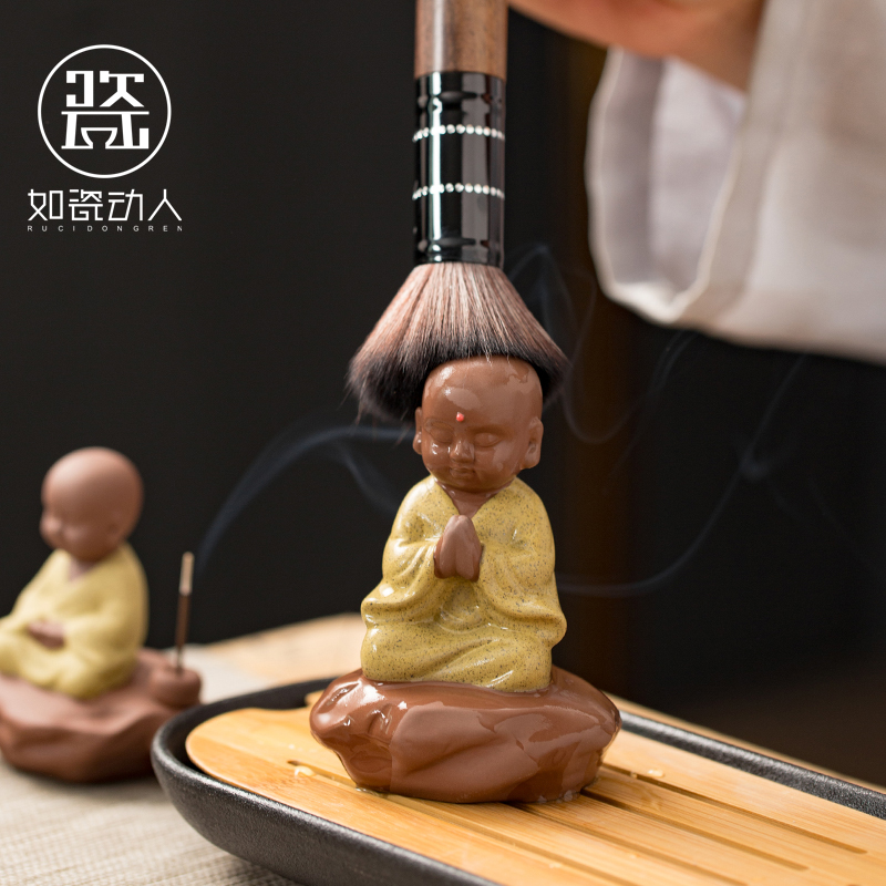 Purple sand tea pet zen kung fu tea accessories small little novice monk monk tea spoil the color sand ceramic tea tea furnishing articles