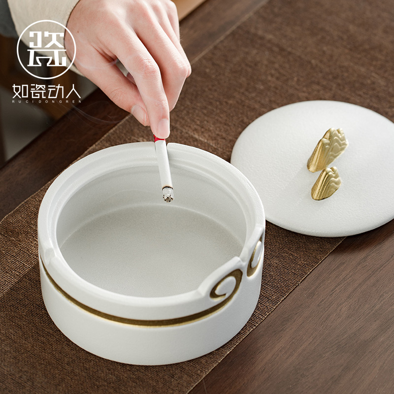 Ashtray with cover another creative move home sitting room office Chinese style restoring ancient ways trend ceramic Ashtray