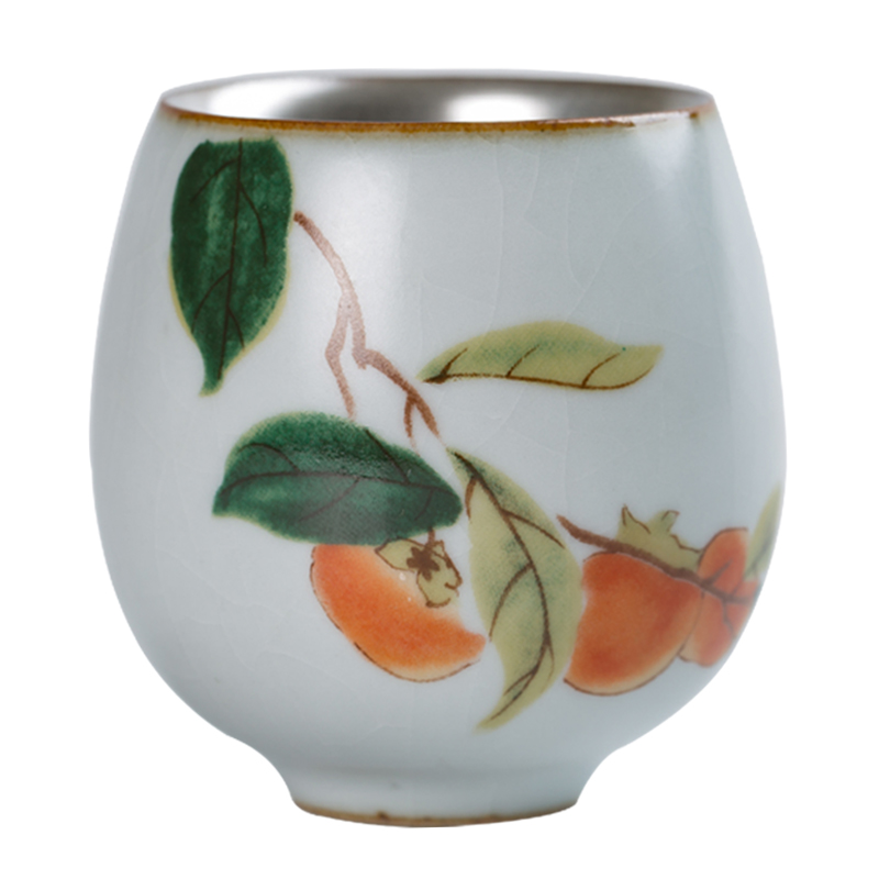 Ru up market metrix who cup of large single CPU ceramic sample tea cup set silver tea light bowl is pure manual coppering. As kunfu tea cups