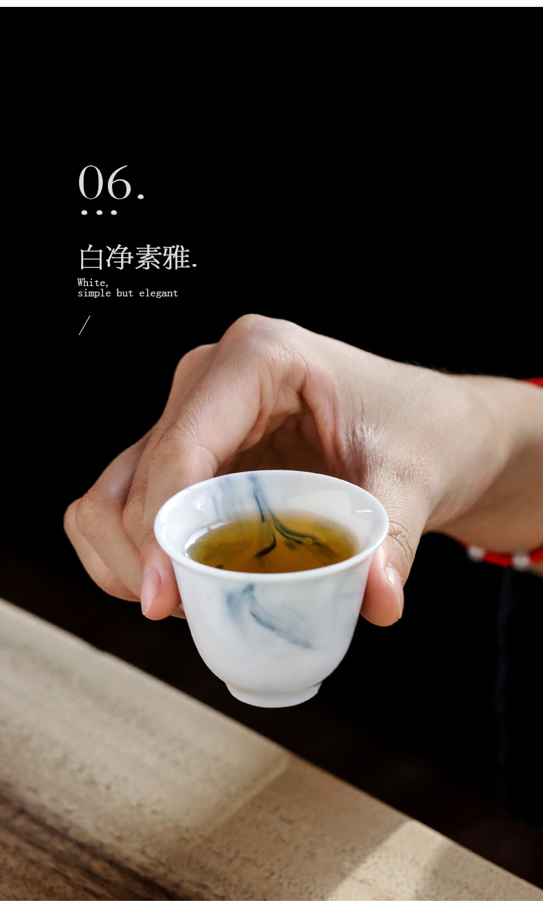 Japanese tea set suit household contracted ink zen wind kung fu tea set ceramic cups tureen gift customization