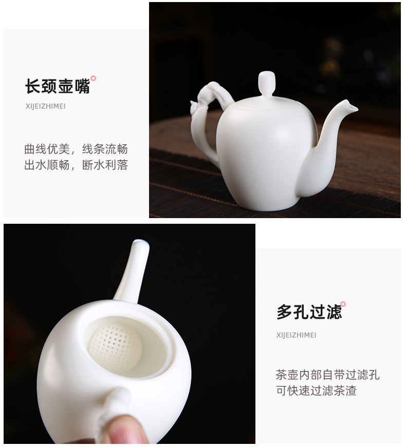 De - gen Chen master manual dehua suet jade porcelain teapot kung fu tea kettle ball hole, xi shi single pot pot