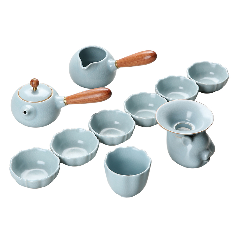 Your up kung fu tea set suit household contracted office of restoring ancient ways Your porcelain ice cracked lid to use for