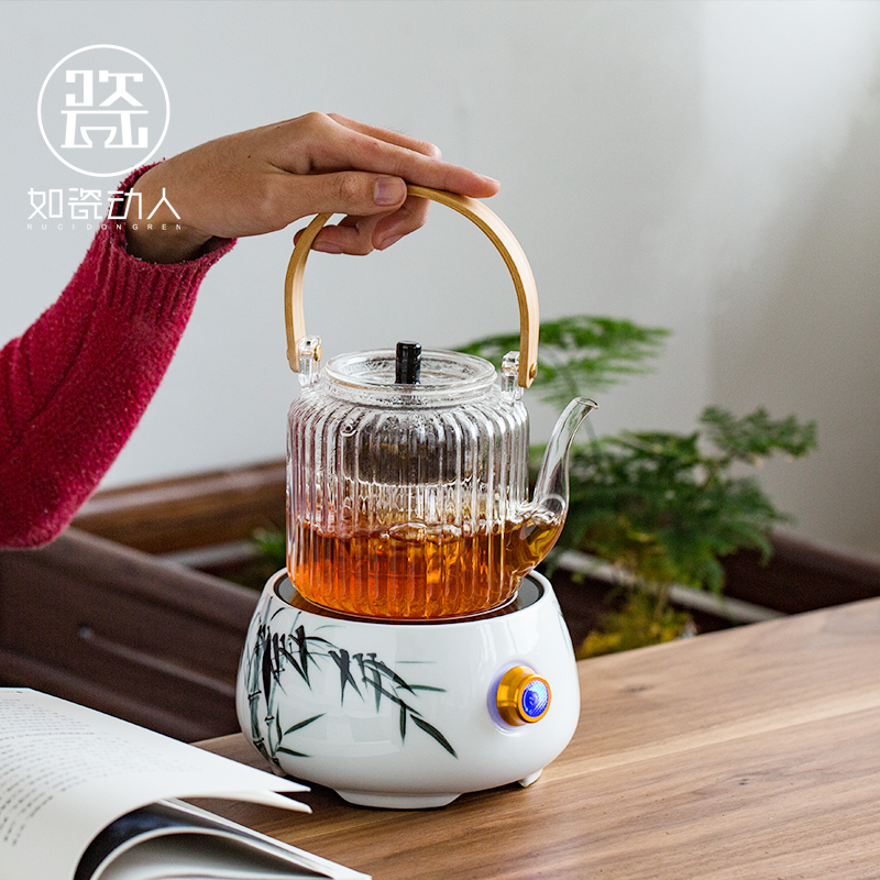 Hand - made electric TaoLu boiled tea, kungfu tea set suit household steamed tea stove thickening heat - resistant glass tea kettle