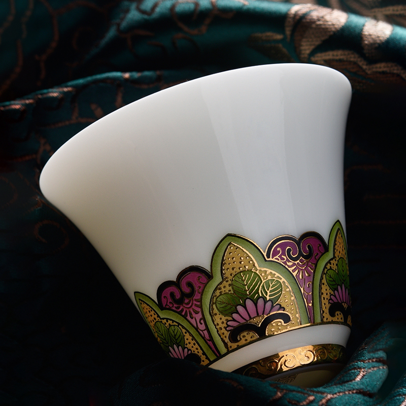 To the as porcelain and moving GongXi colored enamel suet jade porcelain cups kung fu tea set ceramic sample tea cup master cup single CPU