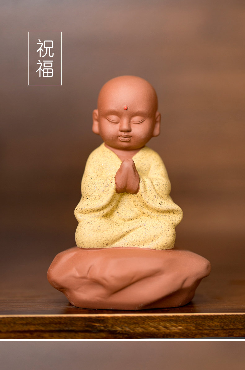 Purple sand tea pet zen kung fu tea accessories small little novice monk monk tea spoil the color sand ceramic tea tea furnishing articles