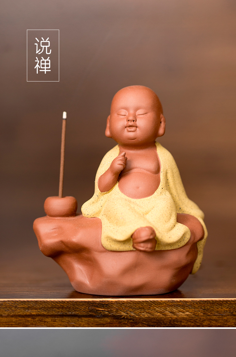 Purple sand tea pet zen kung fu tea accessories small little novice monk monk tea spoil the color sand ceramic tea tea furnishing articles