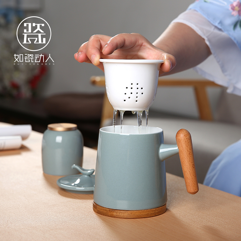 Mark cup ceramic cup with cover filtering large capacity separation tea cup tea cup custom office logo