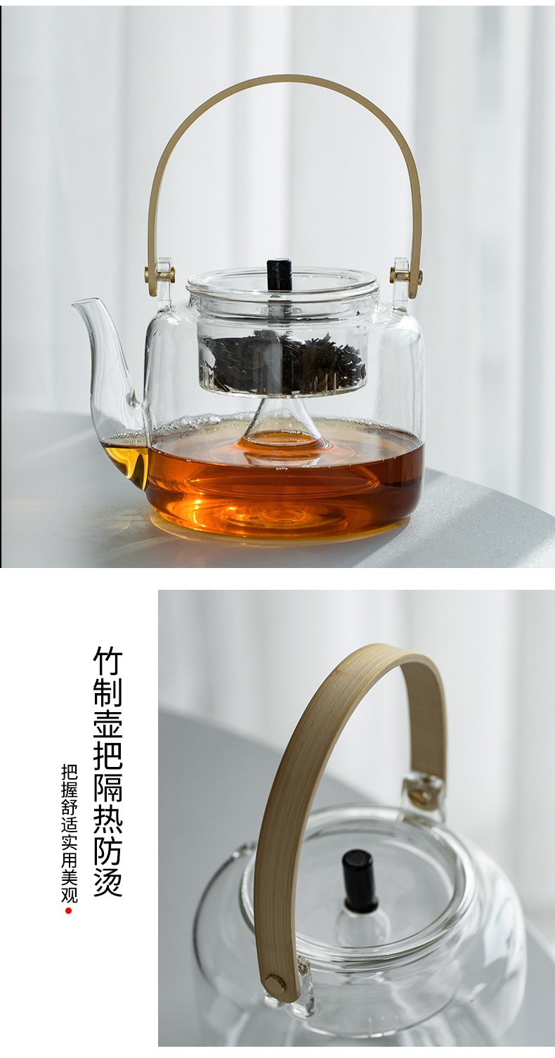 Suit the electric TaoLu boiled tea, kungfu tea set household glass teapot colored enamel small steamed tea tea stove kettle