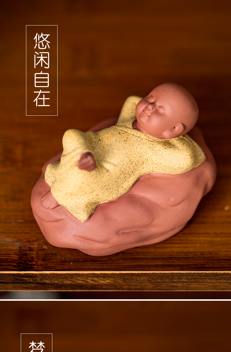 Purple sand tea pet zen kung fu tea accessories small little novice monk monk tea spoil the color sand ceramic tea tea furnishing articles