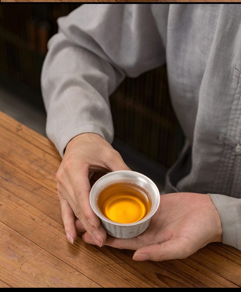 Ru up market metrix who cup of large single CPU ceramic sample tea cup set silver tea light bowl is pure manual coppering. As kunfu tea cups