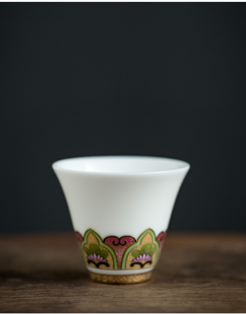 To the as porcelain and moving GongXi colored enamel suet jade porcelain cups kung fu tea set ceramic sample tea cup master cup single CPU