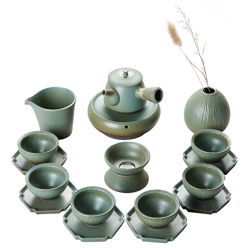 Japanese coarse pottery kung fu tea set household contracted office sitting room of a complete set of ceramic tea cups restoring ancient ways suit the teapot
