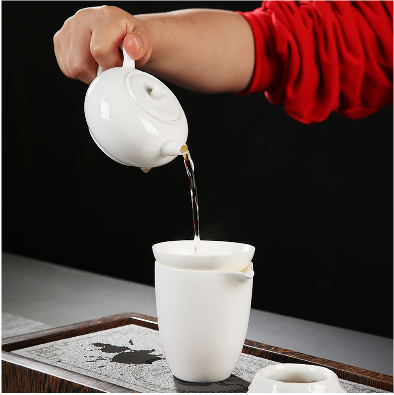 Dehua white porcelain kung fu tea set suit household contracted tea set gift boxes ceramic teapot teacup tureen customization