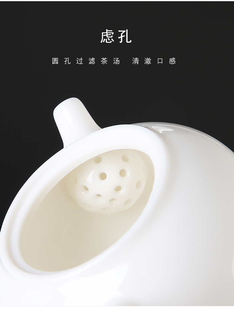 Hand - made checking ceramic teapot kung fu tea set household teapot a pot of two cups of dehua white porcelain tea pot