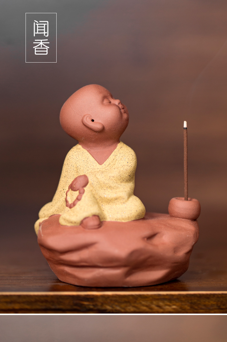 Purple sand tea pet zen kung fu tea accessories small little novice monk monk tea spoil the color sand ceramic tea tea furnishing articles