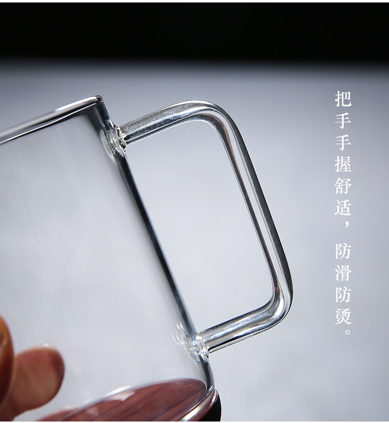 Office glasses with thick glass ceramic filter household separation three - piece transparent cup tea tea cup