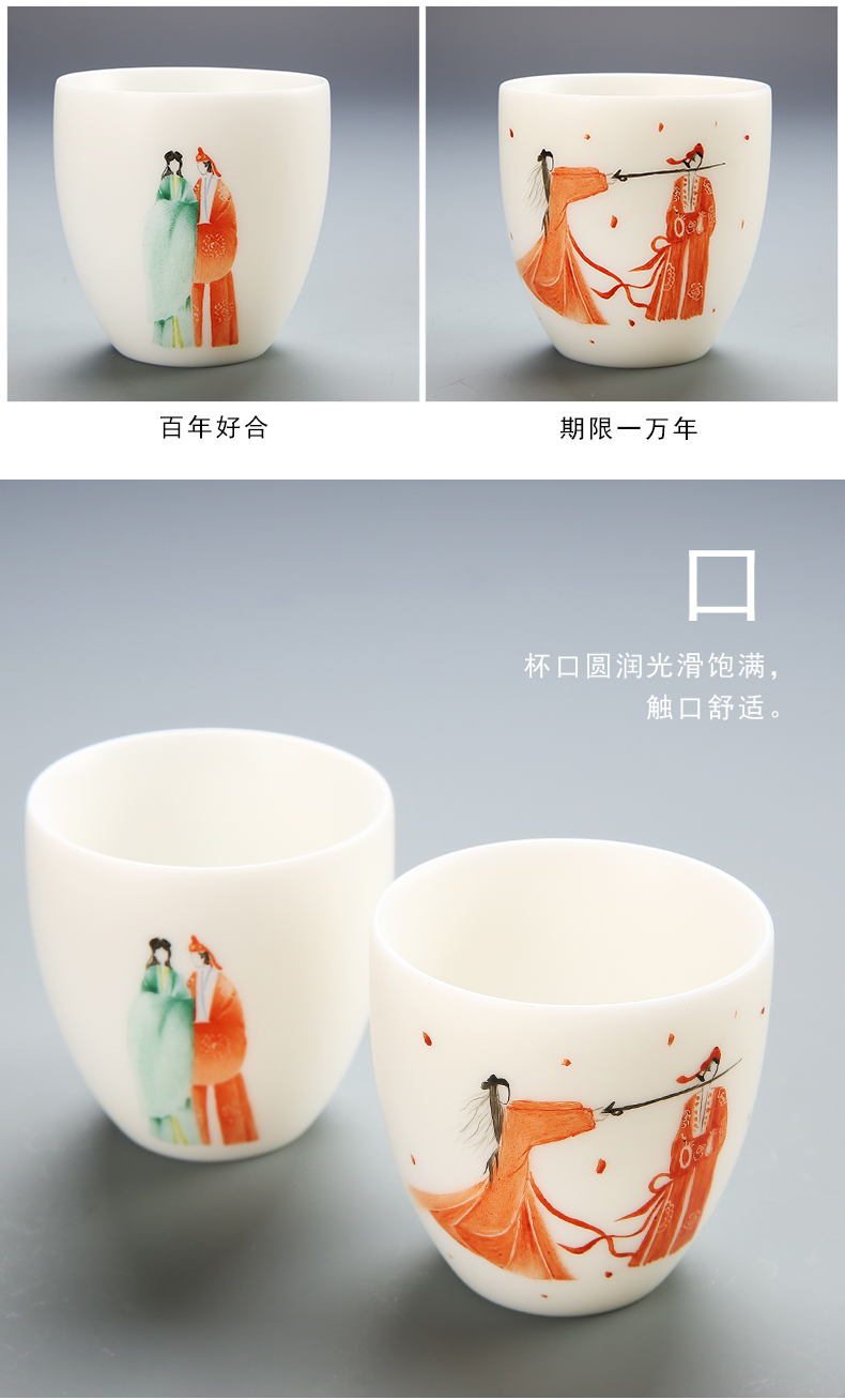 A Chinese Odyssey teacups hand - made sample tea cup tea by hand, dehua white porcelain cup Hong Kong master CPU