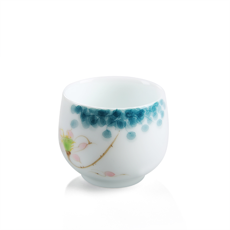 Hand - made ceramic cups master cup of dehua white porcelain kung fu tea cup single cup tea light manual personal pu - erh tea sample tea cup