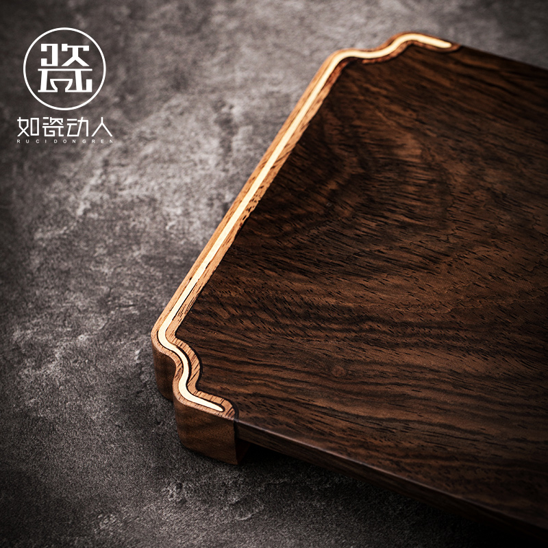 To the as porcelain and moving ebony wood dry plate contracted socket pot cup mat kung fu tea tea accessories dry small tea table