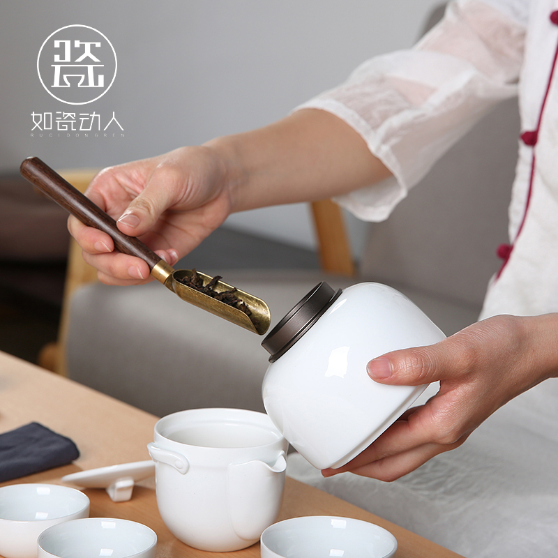 Ceramic tea pot home seal storage tank tin cover save POTS of tea packaging trumpet pu - erh tea POTS