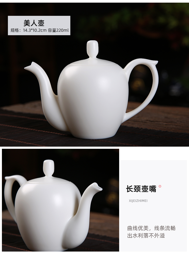 De - gen Chen master manual dehua suet jade porcelain teapot kung fu tea kettle ball hole, xi shi single pot pot