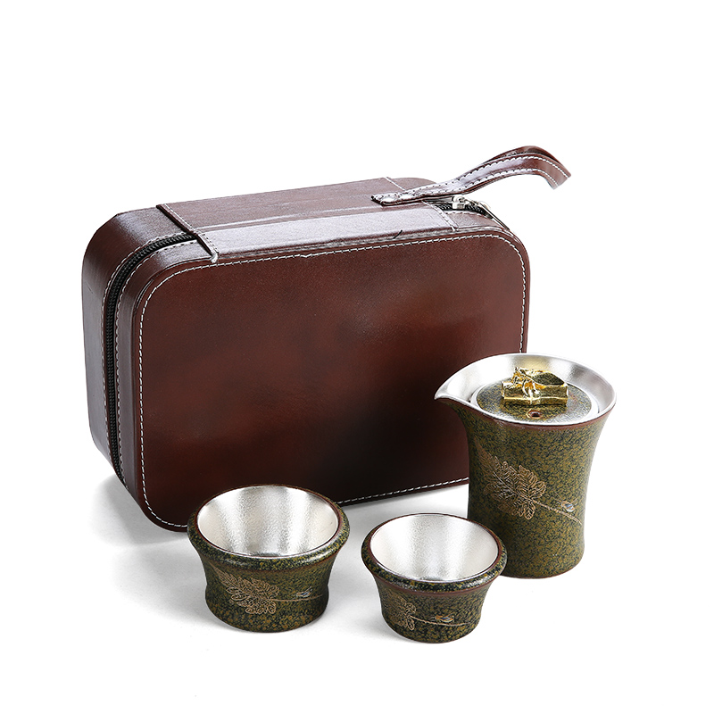 Ceramic tasted silver gilding crack glaze terms cup a pot of two cups of tea in Taiwan kungfu tea set is suing portable travel tea set