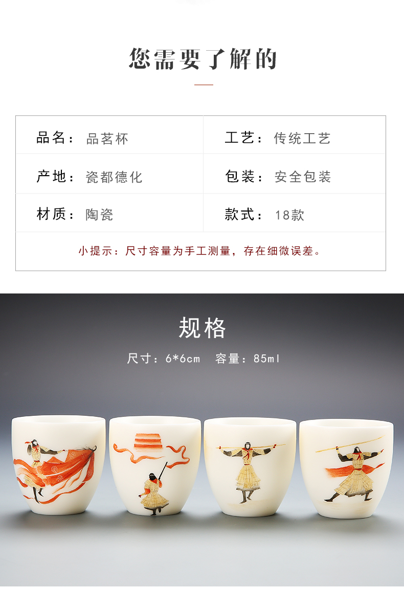 A Chinese Odyssey teacups hand - made sample tea cup tea by hand, dehua white porcelain cup Hong Kong master CPU