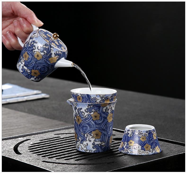 High - grade enamel kung fu tea set suit household of Chinese style restoring ancient ways ceramic teapot is a complete set of tea cups of tea set