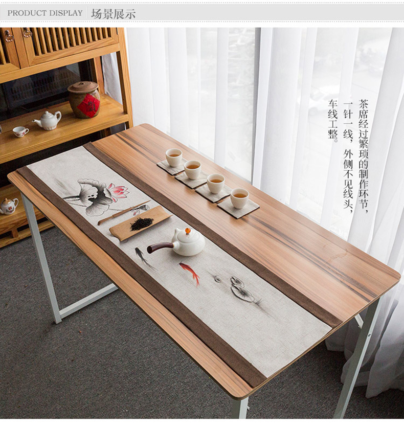 To the as porcelain and moving the custom banner zen tea Chinese tea table table flag lotus linen cloth dry mercifully cotton and linen cloth