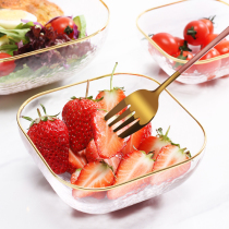 Gorgeous green Nordic Phnom Penh transparent net red salad bowl Transparent household creative glass bowl Dessert salad fruit bowl