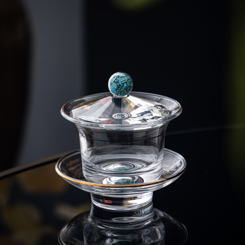 Crystal Turquoise Gaiwan Kung Fu Tea Set Tea Bowl Large Capacity Office Tea Brewing Bowl 2025 New Model Tea Set Crystal Turquoise Gaiwan Kung Fu Tea Set Tea Bowl Large Capacity Office Tea Brewing Bowl 2025 New Model Tea Set