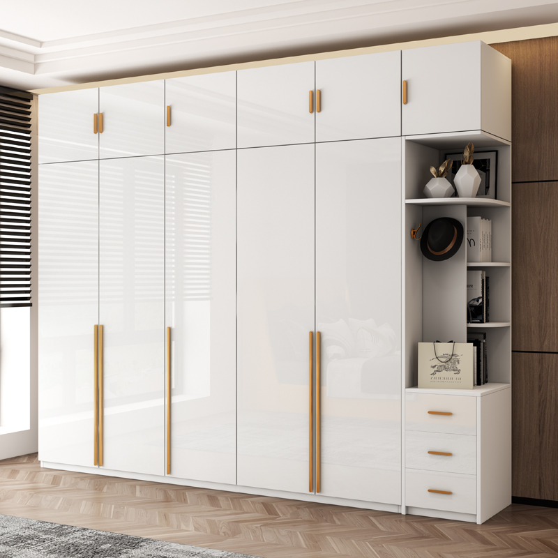 Wardrobe Home Bedroom Solid Wood Multilayer Cabinet High Light uv Door Luxury Simple Modern Storage Plywood Large Wardrobe