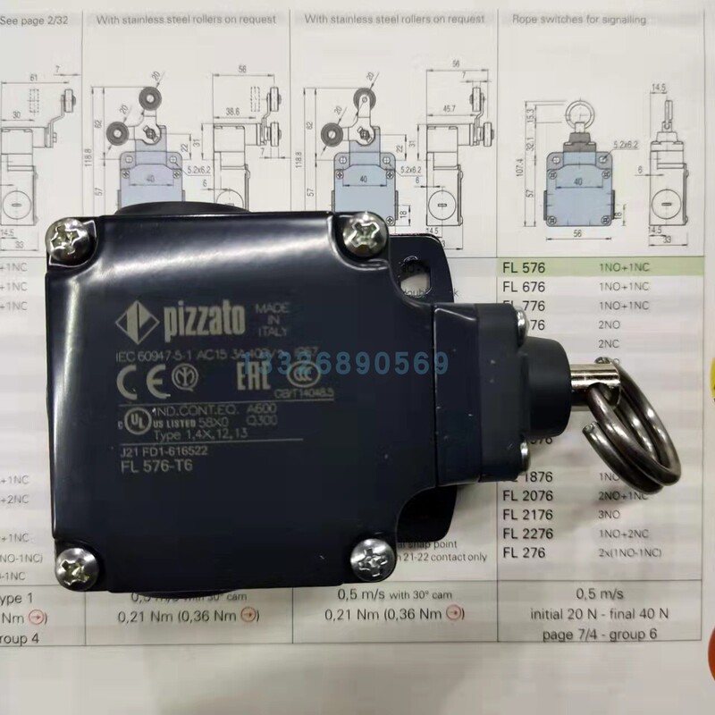 Pizzato Italian Low-Temperature Cold Storage Door Special Pull Switch Fl576-T6 Brand New Original Genuine Product