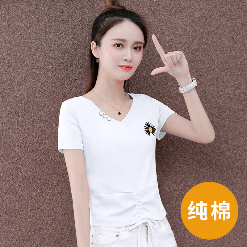 Daisy cotton short-sleeved T-shirt women's 2022 summer new Korean version loose short half-sleeved top clothes summer clothes