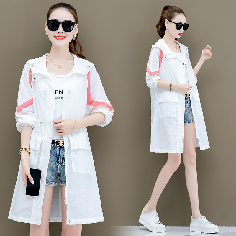 Sunscreen clothes for women 2022 Summer new medium long version of anti-UV breathable cardiovert jacket Summer clothing