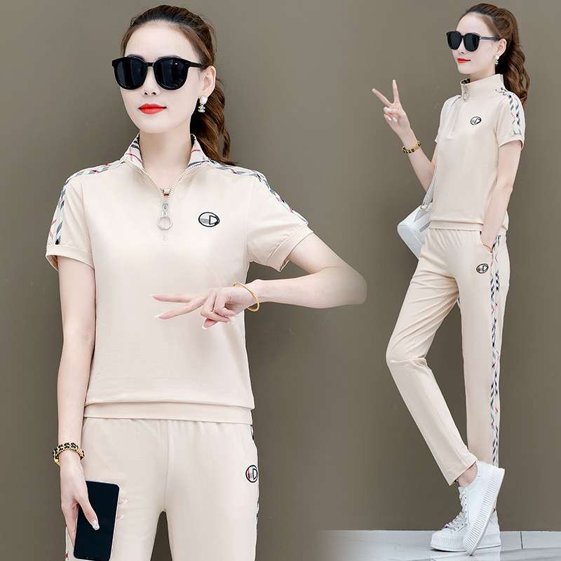 Summer short-sleeved sportswear suit women's 2022 new trendy loose running summer fashion casual two-piece