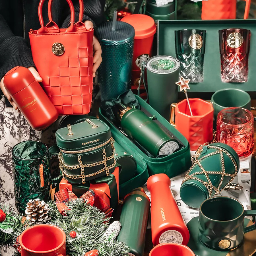 Starbucks 21 cups of retro red - green series thermal cup with cup ceramic cup retro - green cup Mark cup