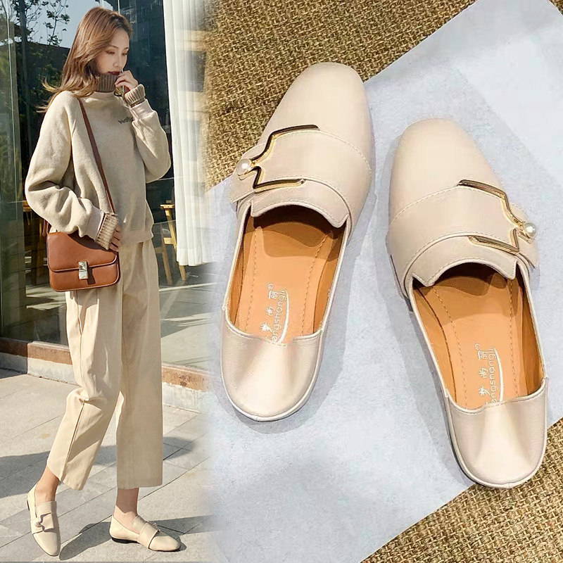 Single shoes in 2023 new Han edition of small leather shoes spring female shoes spring and autumn soy bean shoes