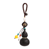 Small leaf red sandalwood gourd keychain car pendant for men and women huanghuali handle piece natural ebony bag hanging jewelry