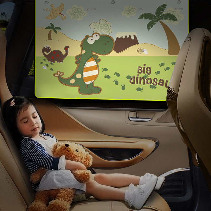 Car sunshade children's cartoon suction cup type car curtain universal type car interior window sunscreen retractable light blocking cloth