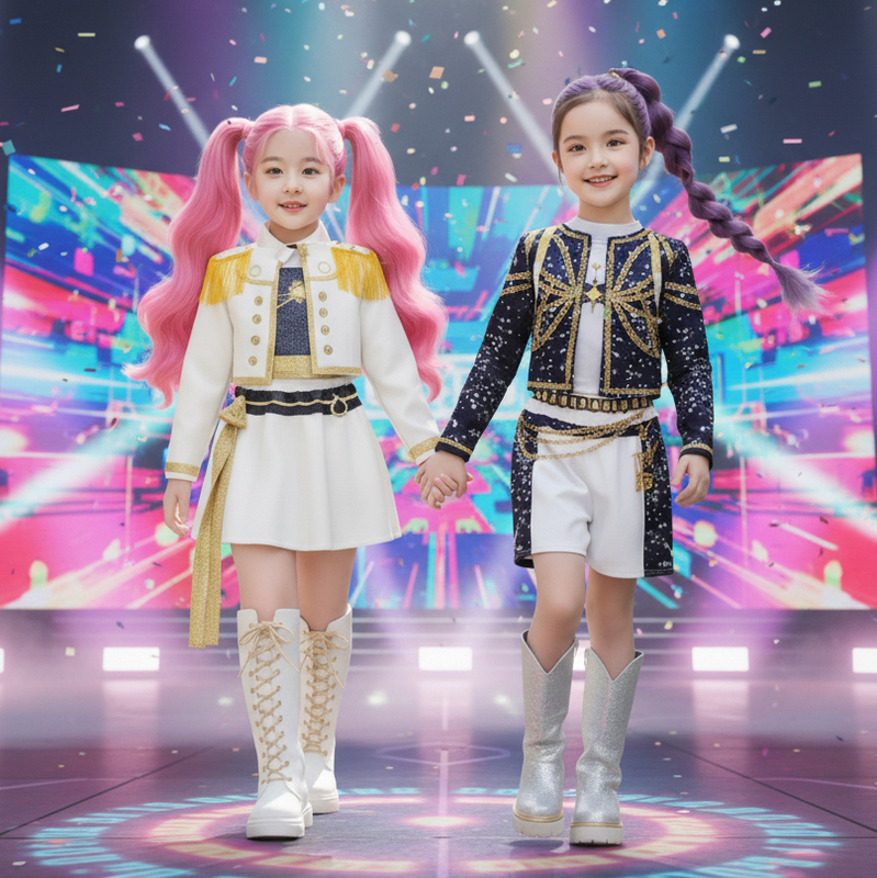 Kpop Huntress Girl Group Children's Clothing Mira Rumi Zoe Korean Wave Children's Stage Outfit Cosplay Costume