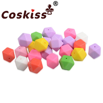 DIY handmade jewelry accessories 17mm baby molar texture food grade silicone octagonal beads silicone cut surface beads