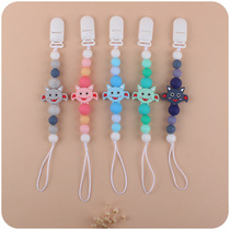 New Infant Supplies Cartoon Animal Bat Pacifier Chain Appeasement Baby Silicone Bead Bites Grind Teeth Anti Drop Chain