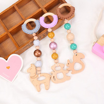 New baby toy manufacturer volume of hair and baby products wool thread wood ring beech wood animal grinding pendant three sets