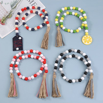 ins Nordic Wind Color wood beads Creative hemp rope string Everest Subar children Home Decorative Pendant Accessories