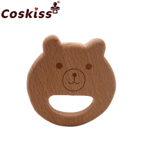DIY Ornament Bite Cartoon Beech Wood Animal Small Bear Grinding Tooth Stick Baby Tooth Gum Toy