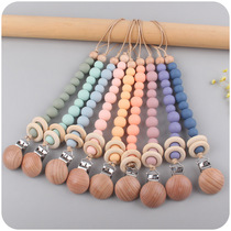 Infant Supplies Wo Wood Circle Creative Baby Silicone Bead Bites Grind Teeth to Pacify Pacifier Chain Anti-Fall Chain New